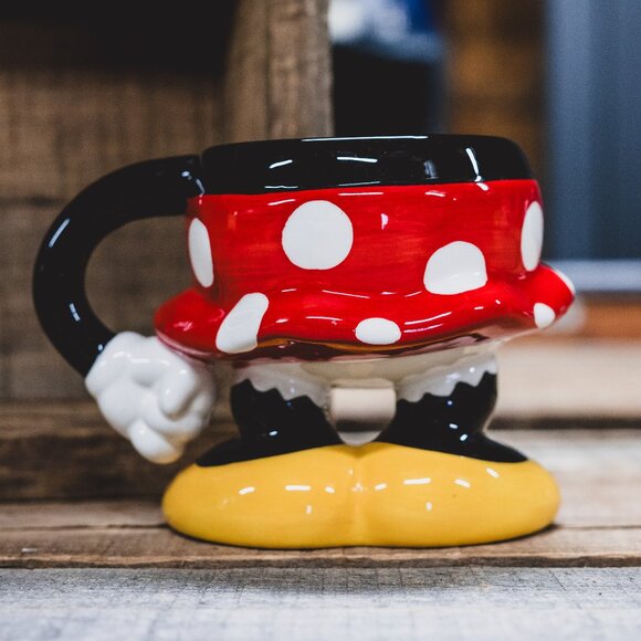 Disney Other - 🎀 Disney Minnie Mouse Ceramic Mug – Red Polka Dot Skirt & Yellow Shoes 🎀